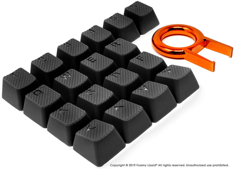 Pro Rubber Keycap Set by Foamy Lizard - Backlit Set of Cherry MX Compatible OEM Profile Double Shot Shine-Through Keys with Key Puller (Black - Set of 18) Black - Set of 18 - LeoForward Australia