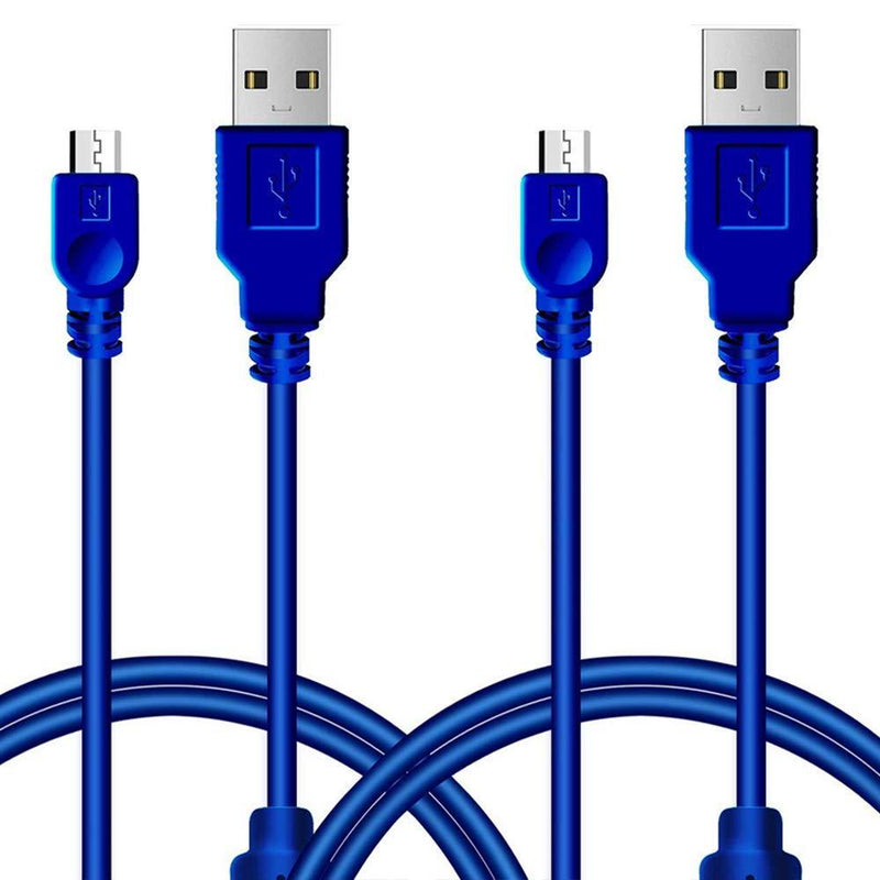  [AUSTRALIA] - 2Pcs Pack PS3 Controller Charger Charging Cable Sync Cord, 3M 10ft Mini USB Charge and Play Cable for PS Move/PS3/PS3 Slim Wireless Controller (Blue) Blue: 2Pcs Pack