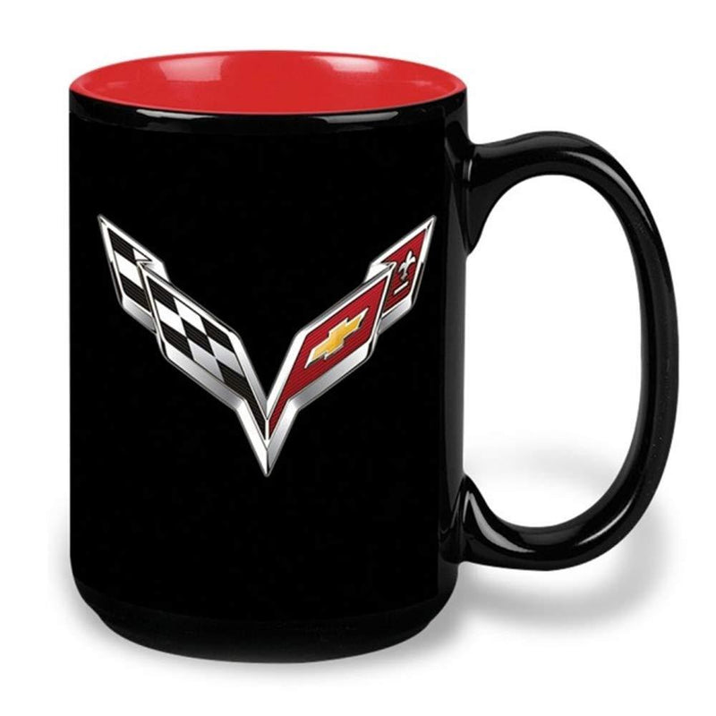  [AUSTRALIA] - C7 Corvette Crossed Flags Coffee Mug - Black/Red : Stingray