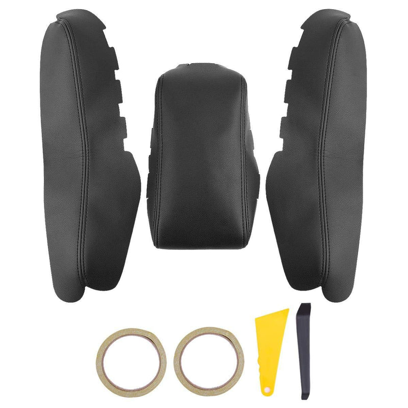  [AUSTRALIA] - Autogood Center Console Armrest Pad Covers-Car Arm Rest Seat Box Leather Protector Fit for Honda Civic 2016-2020(Black with Black Line)