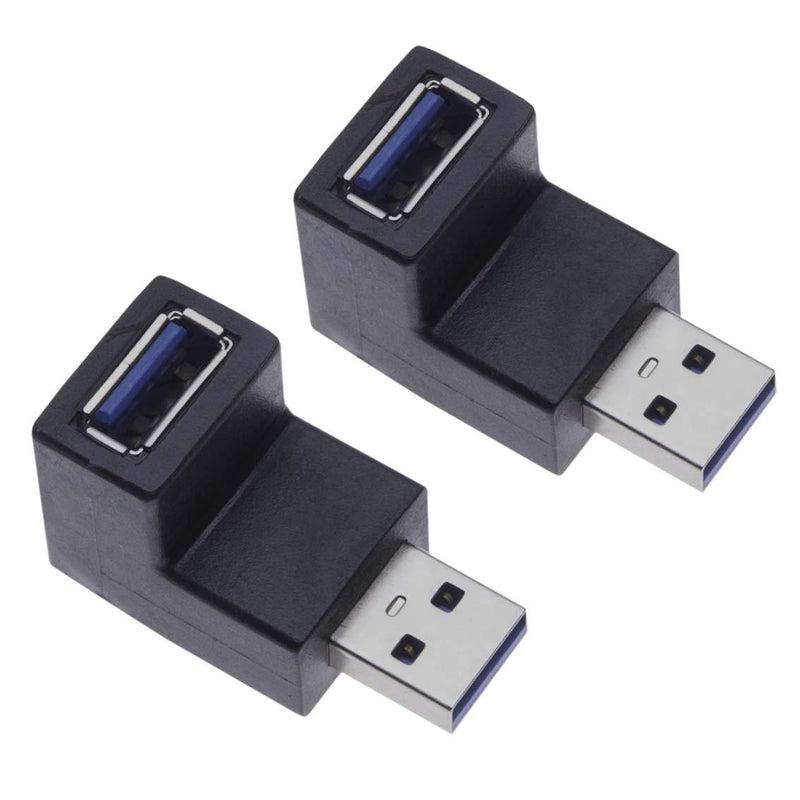 2 Pieces USB 3.0 Male to Female 270 Degrees Adaptor Quick Speed USB A Plug Right Angle Gender Changer Coupler Connector Converter Adaptor for Computers, Laptops, Printers, Hard Drives (2 Pack) - LeoForward Australia