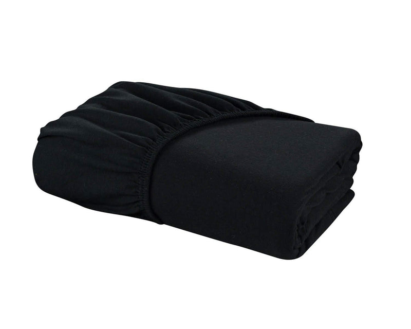  [AUSTRALIA] - DELANNA Jersey Knit Fitted Sheet Soft Breathable Bottom Sheet Only (Black, Queen) Black