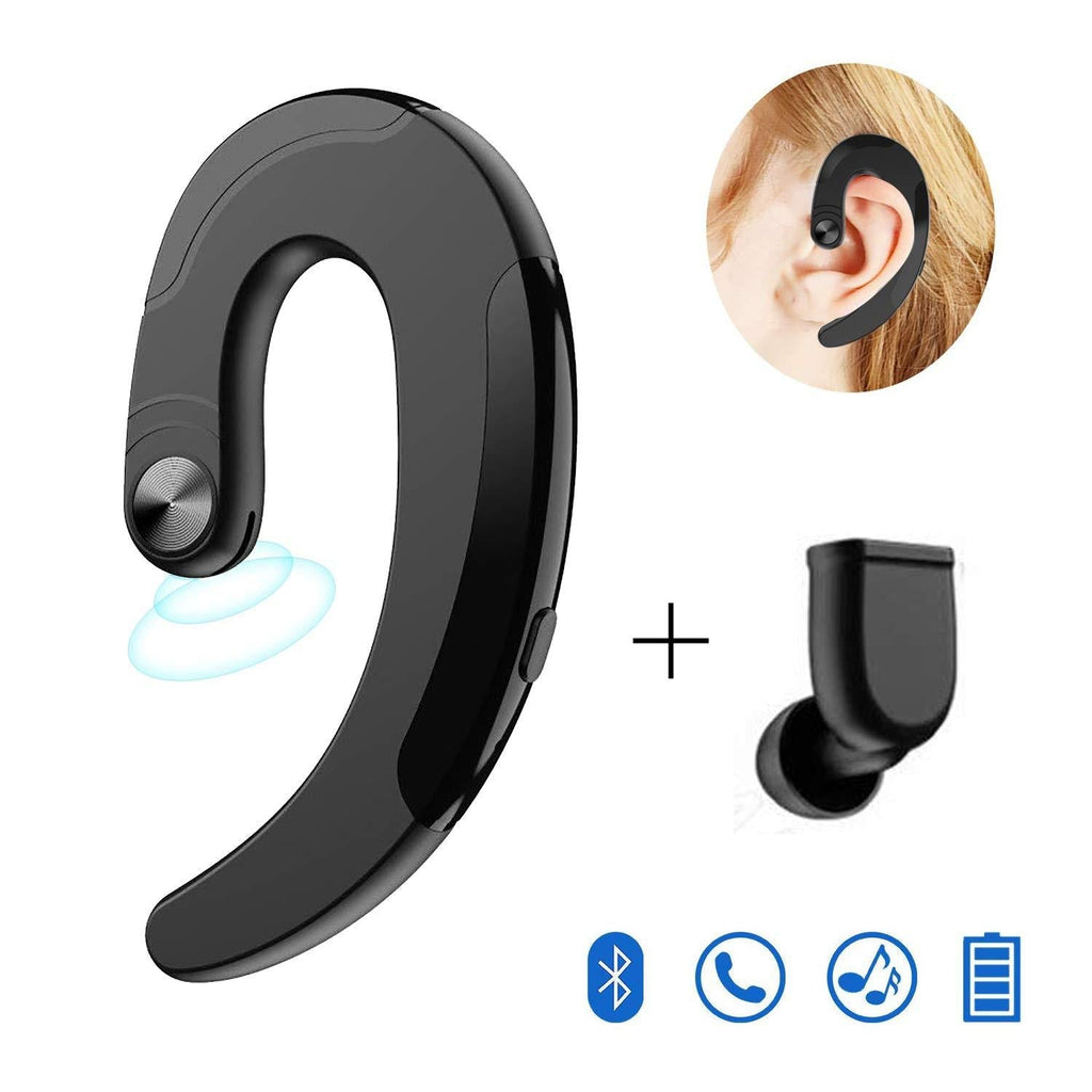 Ear-Hook Bluetooth Headset with Mic Lightweight Noise Cancelling 5 Hrs Playtime, Wireless Painless Wearing Earphones for Android Phones/iPhone X/8/7/6, Non Bone Conduction Headphone with Ear Plug - LeoForward Australia