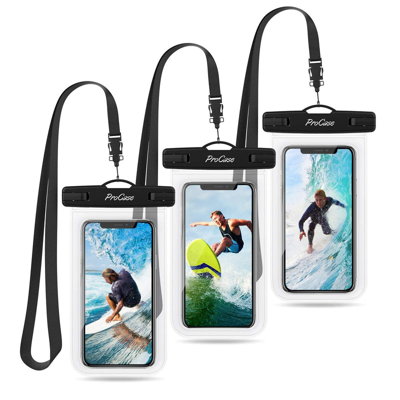  [AUSTRALIA] - ProCase Universal Waterproof Pouch up to 7", Cellphone Dry Bag Underwater Case for iPhone 13 Pro Max/12 11 Pro Max/Xs Max/XR/8 Plus/Mini, Galaxy S21 Ultra A42,Moto,Pixel -3 Pack, Clear