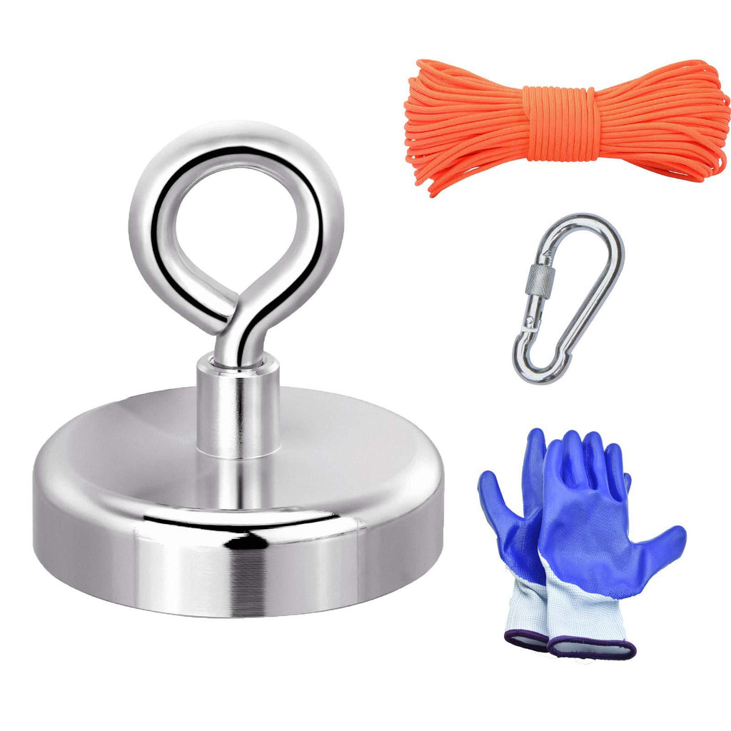 Magnets Fishing with 98Ft(30M) Nylon Rope, Carabine and Hand Gloves, 330Lbs(150Kg) Pulling Force Strong Neodymium Magnet for Salvage, Fishing and Retrieving - LeoForward Australia