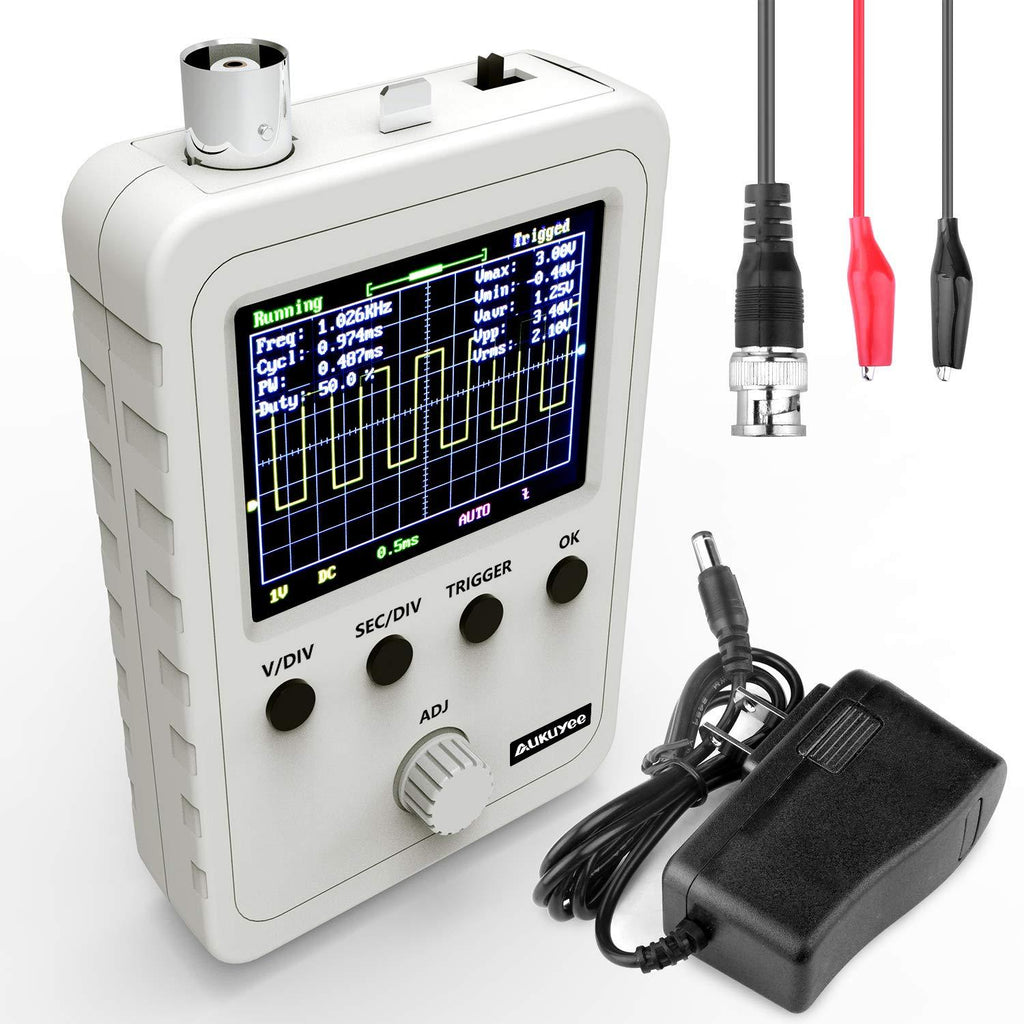 AUKUYEE Updated 2.4" TFT Digital Oscilloscope Kit with Power Supply and BNC-Clip Cable Probe Q15001 (Assembled Finished Machine) - LeoForward Australia