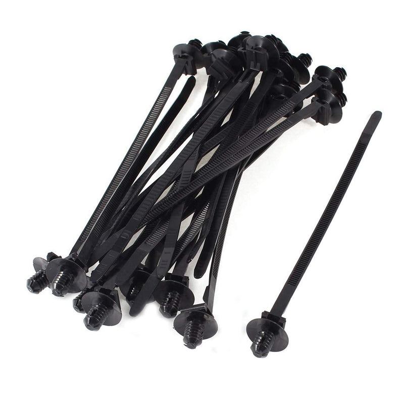  [AUSTRALIA] - XMHF 20pcs Nylon Push Mount Car Dome Cable Zip Tie, 6.5inch Length, Black