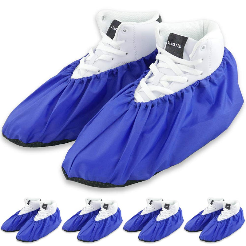  [AUSTRALIA] - LINKEASE Reusable Boot & Shoe Covers Water Resistant Non Skid and Washable for Real Estate Contractors to Keep Floors Carpets Footwear and Rooms Clean - 5 Pairs (Medium, Blue) Medium