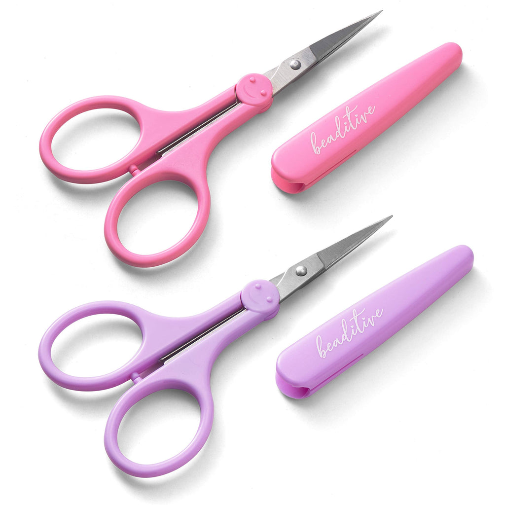  [AUSTRALIA] - Beaditive High Precision Detail Scissors Set (2-Pc) Sharp, Fine Tips | Paper Cutting, Scrapbooking, Sewing, Crafting | Stainless Steel | Protective Cover (Pastel)