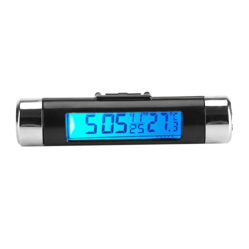 Pssopp LCD Display Digital Clip-on Car Clock Thermometer Temperature Meter Gauge Automotive Mini Clock Monitor with Backlight for Truck Car(Blue Back light) Blue Backlight - LeoForward Australia