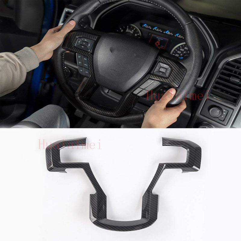  [AUSTRALIA] - F150 Carbon fiber ABS Car Steering Wheel Cover Trim,Car Interior Trim,Steering Wheel Decorative Cover Trim for Ford F150 2015-2017