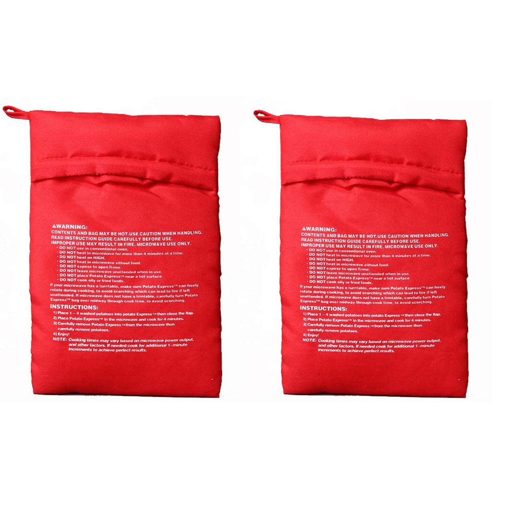  [AUSTRALIA] - OBTANIM Microwave Potato Bag, 2 Pack of Reusable Microwave Cooker Bag Baked Pouch Potato Bag, Red