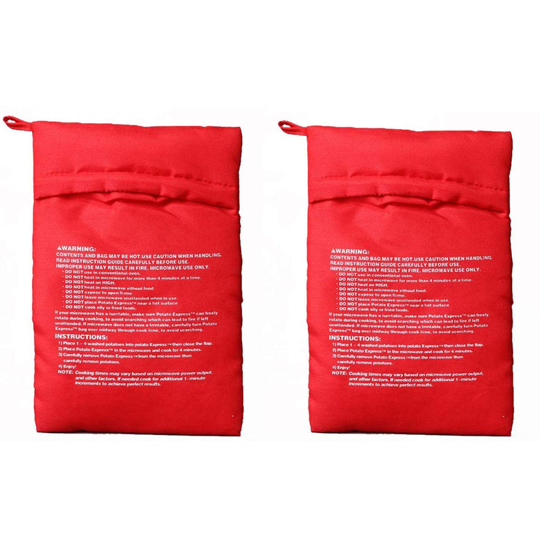  [AUSTRALIA] - OBTANIM Microwave Potato Bag, 2 Pack of Reusable Microwave Cooker Bag Baked Pouch Potato Bag, Red