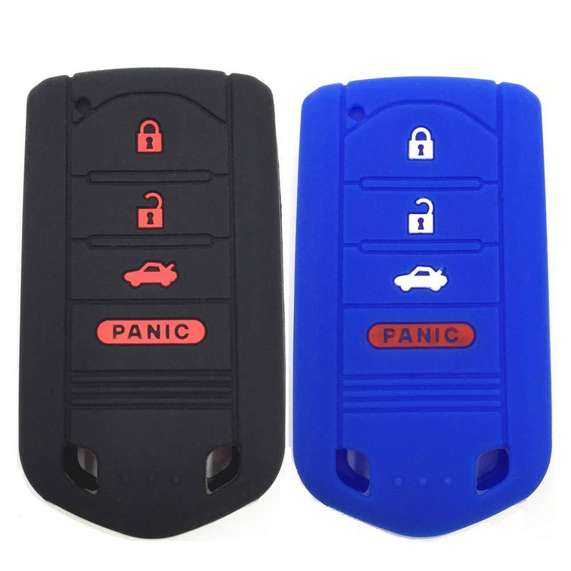  [AUSTRALIA] - Ezzy Auto Black and Blue Silicone Rubber Key Fob Case Key Covers Key Jacket Skin Protectors fit for Acura ILX RDX TL ZDX