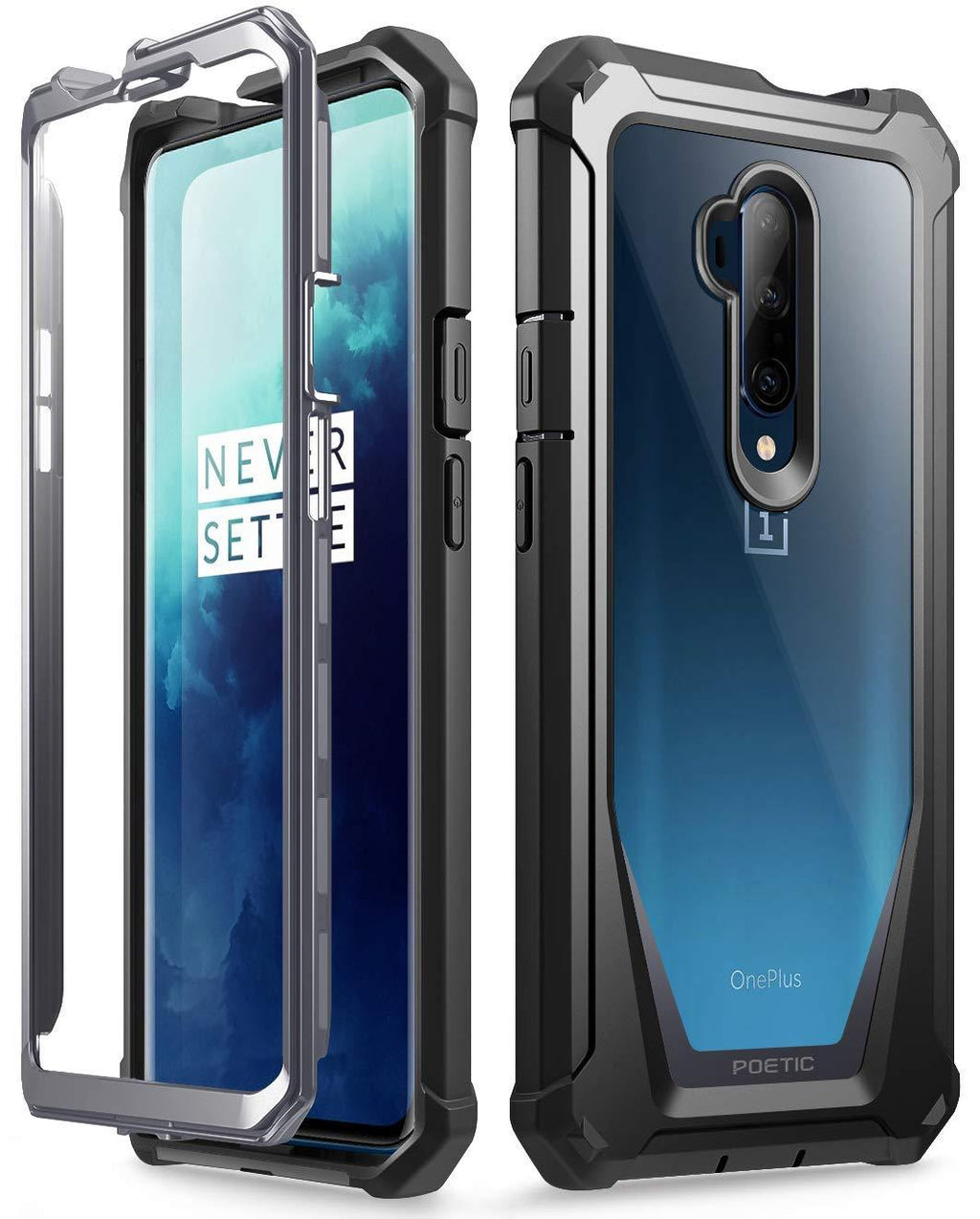  [AUSTRALIA] - Poetic Guardian Series Designed for OnePlus 7T Pro/OnePlus 7 Pro Case, Full-Body Hybrid Shockproof Bumper Cover with Built-in-Screen Protector, Black/Clear