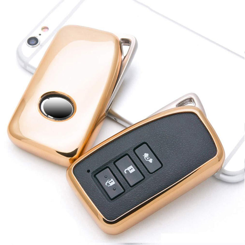 ontto Key Fob Cover Case Shell Jacket Protector Prevent Falls Scratch Keychain Key Ring Fit for Lexus NX GS RX is ES GX LX RC Gold - LeoForward Australia