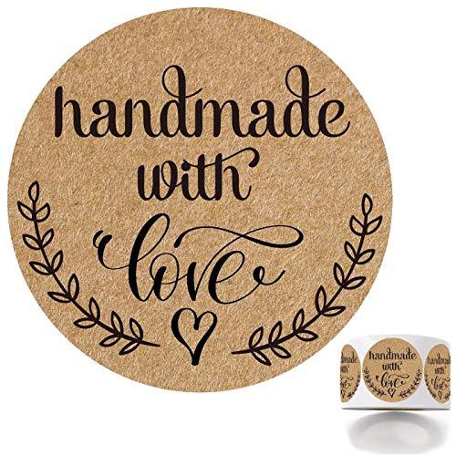 1.4" Inch Round Handmade with Love Stickers, 500 Rustic Style Labels per Roll, Great for Gifts, as an Envelope Seal or for embellishing Cards and Scrapbook Pages. - LeoForward Australia