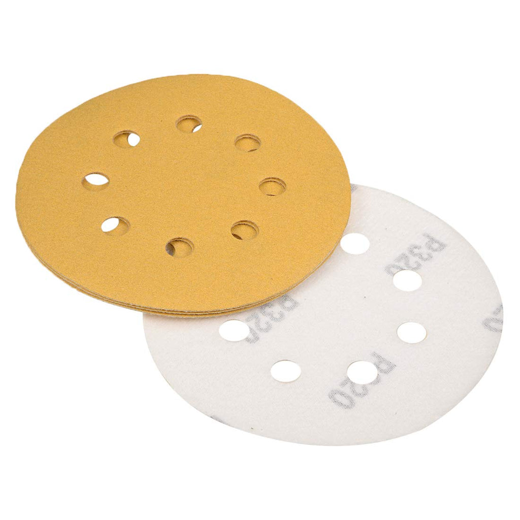  [AUSTRALIA] - uxcell 5 inch 8 Holes Sanding Discs, 320-Grits Hook and Loop Flocking Sandpaper Sand Paper for Orbital Sander 5pcs