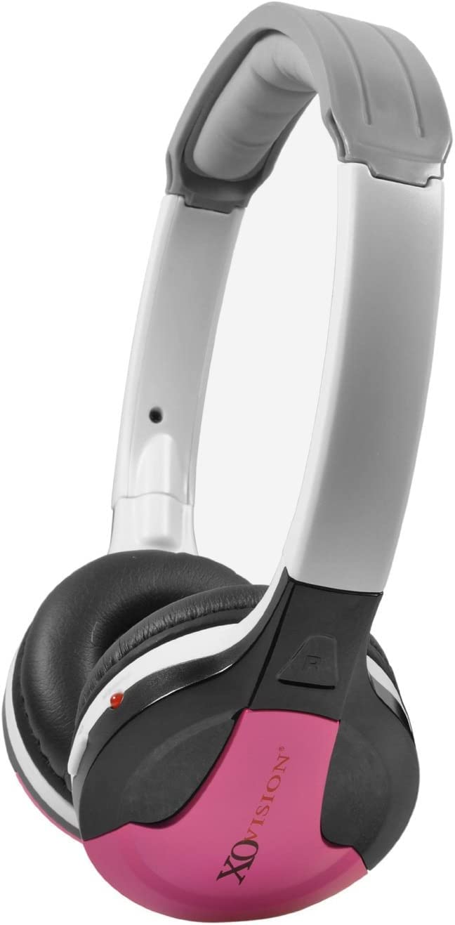  [AUSTRALIA] - XO Vision IR630P Universal IR Wireless Foldable Headphones - Pink Wireless Bluetooth-Enabled Lightweight Portable for iPhone, Car, Kids Wireless Headphones for Universal Car Entertainment System