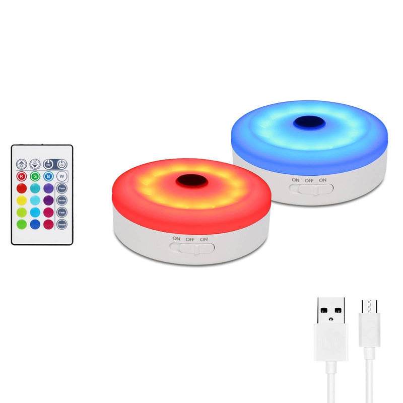 Bason Rechargeable Puck Lights with Remote, Color Changing Lights,Under Cabinet led Lighting, RGB Wireless Light for Kitchen,Closet,Display Case,2 Pack 2 Pack - LeoForward Australia