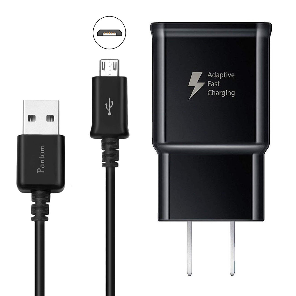 Adaptive Fast Charging Wall Charger with 5-Feet/1.5 Meter Micro USB Cable Kit Set Compatible with Samsung Galaxy S7 / S7 Edge / S6 / S6 Edge / A6 / J7 / J3 / Note 5 [Black] - LeoForward Australia