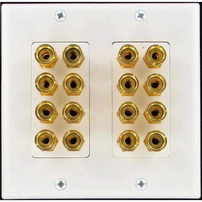  [AUSTRALIA] - Unique Products Online Speaker Wall Plate 16 Post for 8 Speakers and Color Coded for Home Theater System Dolby Audio Sound Our Speaker Wall Plates Provide an Easy Professional Clean Look.