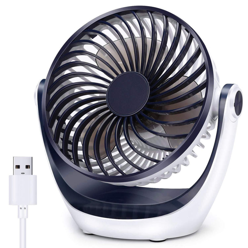  [AUSTRALIA] - Aluan Desk Fan Small Table Fan with Strong Airflow Quiet Operation Portable Fan Speed Adjustable Head 360°Rotatable Mini Personal Fan for Home Office Bedroom Table and Desktop 5.1 Inch deep blue