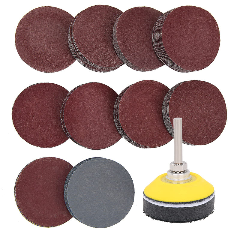  [AUSTRALIA] - 100 Pieces 2 Inch Sanding Discs, 80-3000 Grit Sandpaper with 1/4" Shank Backing Plate and Soft Foam Buffering Pad, for Drill Grinder Tool, Hook and Loop Sand Paper Assortment Pack