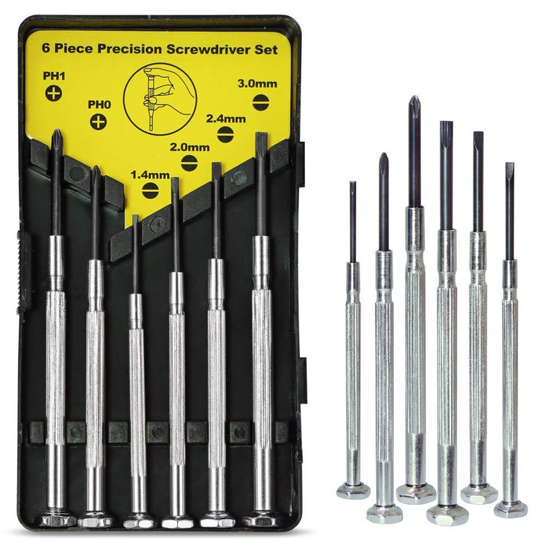  [AUSTRALIA] - 6PCS Mini Screwdriver Set with Case, Precision Screwdriver Kit with 6 Different Size Flathead and Phillips Screwdrivers, Perfect mini Screwdriver Bits for Jewelry, Watch, Eyeglass Repair.