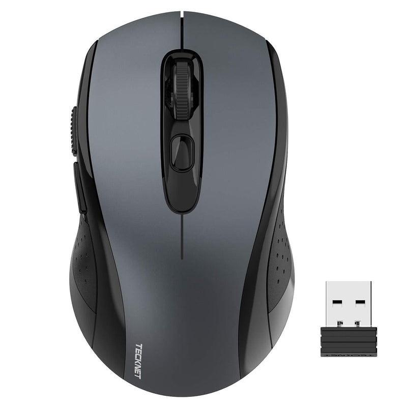 Wireless Mouse TECKNET 2.4G Optical Mouse with USB Nano Receiver for Notebook, PC, Laptop, Computer, 18 Month Battery Life, 3 Adjustable DPI Levels: 2000/1500/1000 DPI (Grey) Grey - LeoForward Australia