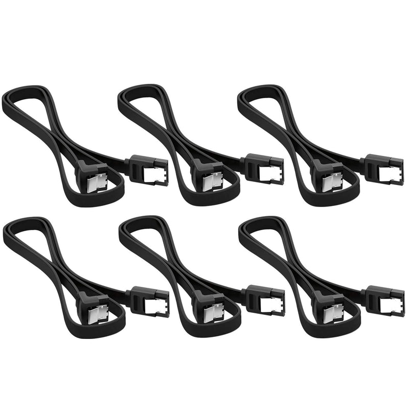  [AUSTRALIA] - AYECEHI 6 Pack 90 Degree Right Angle SATA III 6.0 Gbps Cable (SATA 3 Cable) with Locking Latch Black - 12 Inches for SATA HDD, SSD, CD Driver, CD Writer