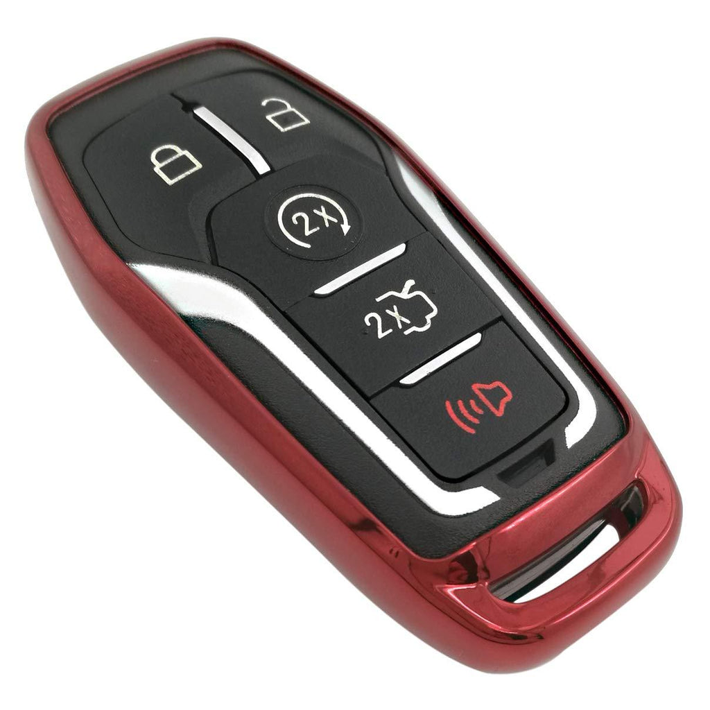  [AUSTRALIA] - Red TPU Key Fob Cover Case Jacket Skin Glove for Ford Fusion F-150 Edge Explorer Mustang Lincoln MKZ MKC 3/4/5 Buttons Smart Key(NOT fit Flip/Folding key)