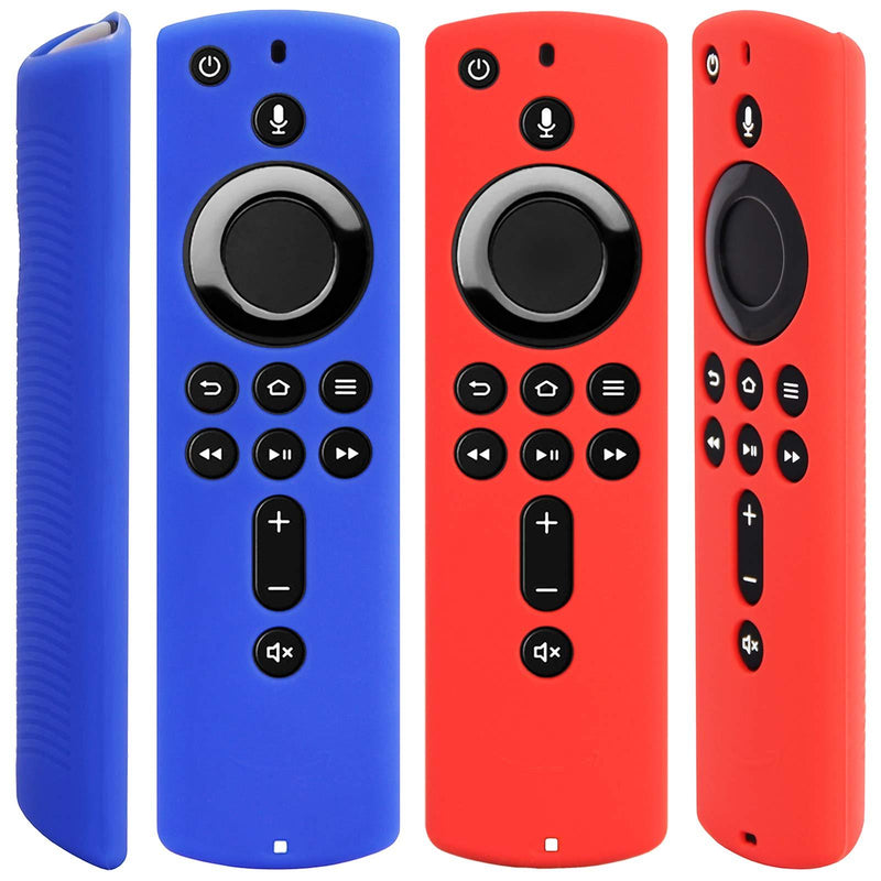 [2 Pack] Silicone Cover Case for Fire TV Stick 4K / Fire TV (3rd Gen) Compatible with All-New 2nd Gen Alexa Voice Remote Control (Red and Blue) Red and Blue - LeoForward Australia