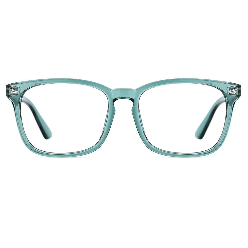  [AUSTRALIA] - TIJN Blue Light Blocking Glasses for Women Men Clear Frame Square Nerd Eyeglasses Anti Blue Ray Computer Screen Glasses (04)-seagreen