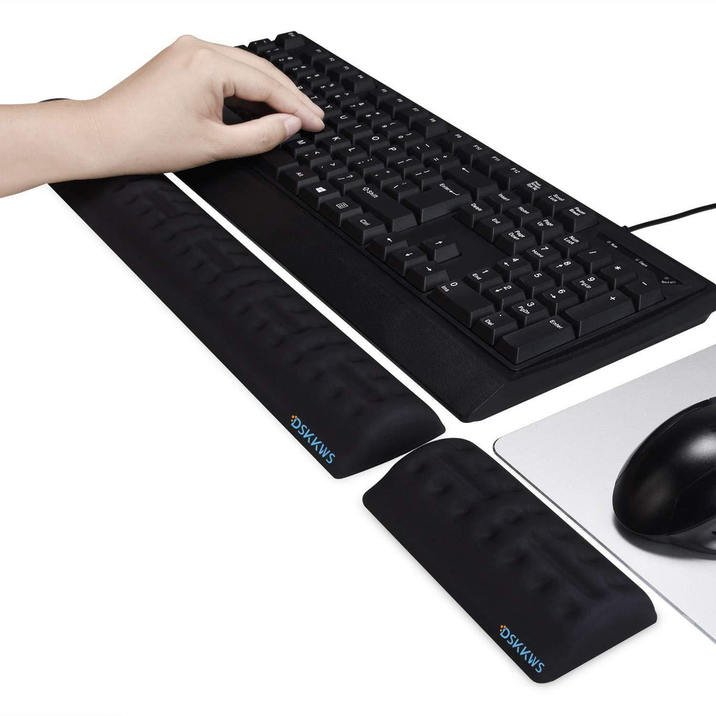 DSKKWS Memory Foam Keyboard Wrist Rest& Mouse Wrist Rest KIT, Ergonomic Hand Palm Rest Support for Computer, Laptop, Office, PC Gaming, Mac Typing(Black Kit) Soft Memory Foam - LeoForward Australia