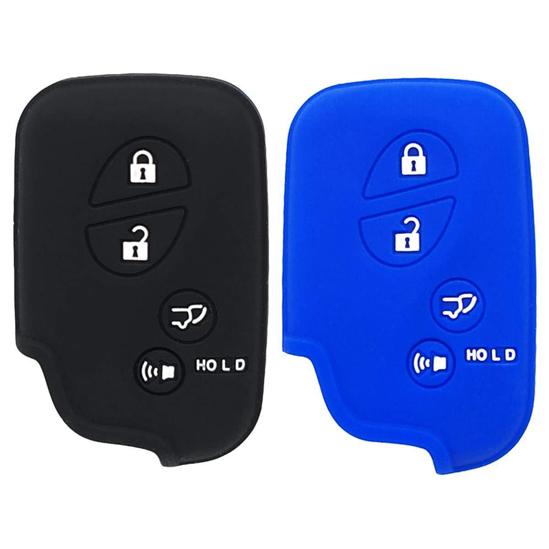  [AUSTRALIA] - 2Pcs XUHANG Sillicone key fob Skin key Cover Keyless Entry Remote Case Protector Shell for Lexus GS430 GS300 IS350 IS250 LS460 GS450h GS350 ES350 LS600h LX570 RX450h RX350 HS250h black blue blue black