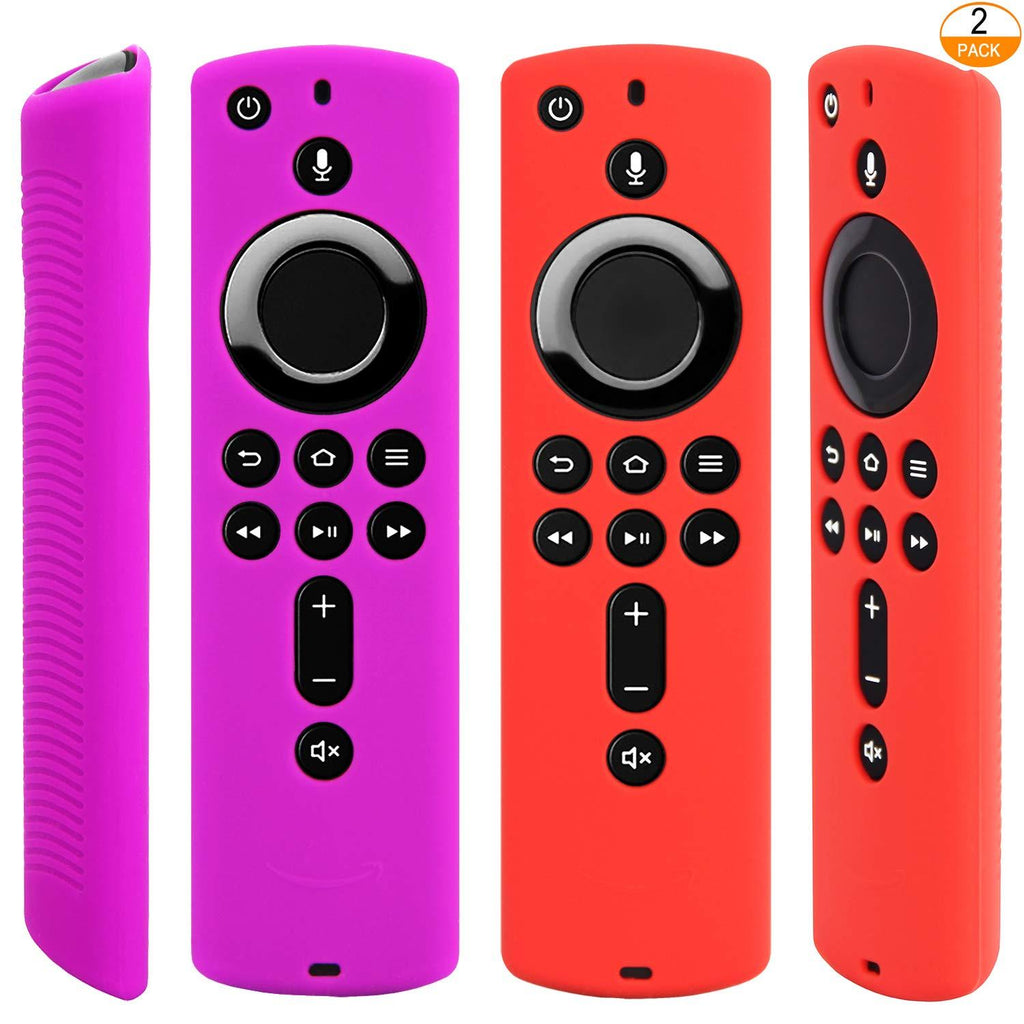 [2 Pack] Silicone Cover for Fire TV Stick 4K / Fire TV Cube/Fire TV (3rd Gen) Compatible with All-New 2nd Gen Alexa Voice Remote Control (Red and Purple) Red and Purple - LeoForward Australia