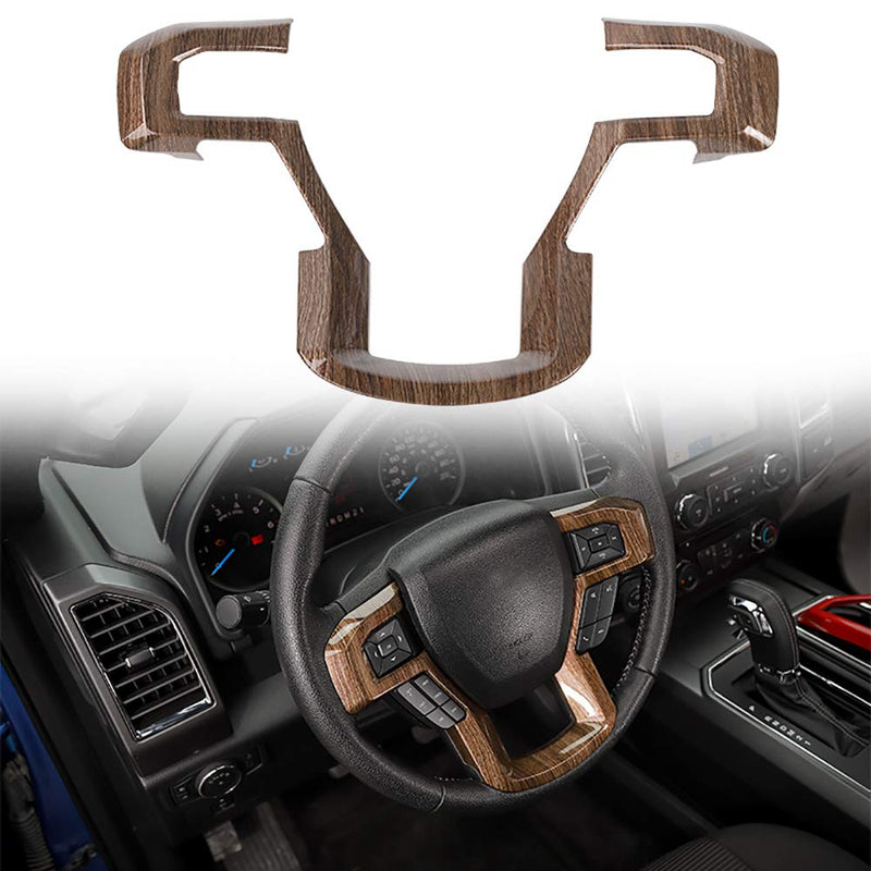  [AUSTRALIA] - Car Steering Wheel Trim Cover Frame Interior Accessories for Ford F150 2015 2016 2017 (Wood Grain) Wood Grain