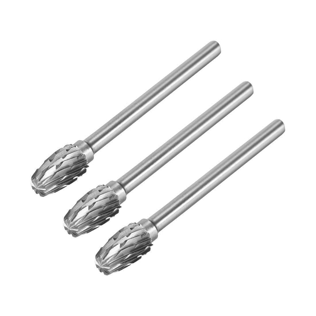 uxcell Tungsten Carbide Rotary Files 1/8" Shank, Double Cut Oval Shape Rotary Burrs Tool 6mm Dia, for Die Grinder Drill Bit Wood Soft Metal Carving Polishing Model Engineering, 3pcs - LeoForward Australia