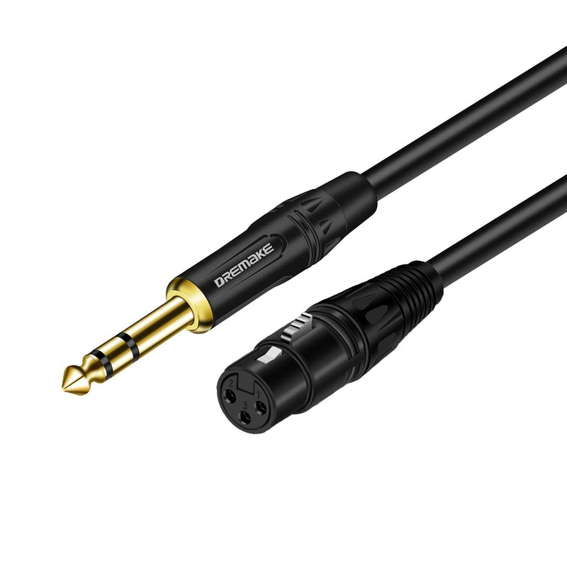  [AUSTRALIA] - DREMAKE Balanced Cable 15 Foot TRS 6.35mm (1/4 Inch) Male to XLR Female Mic Cable for Amplifier, Speakers - Black 15FT/4.5M