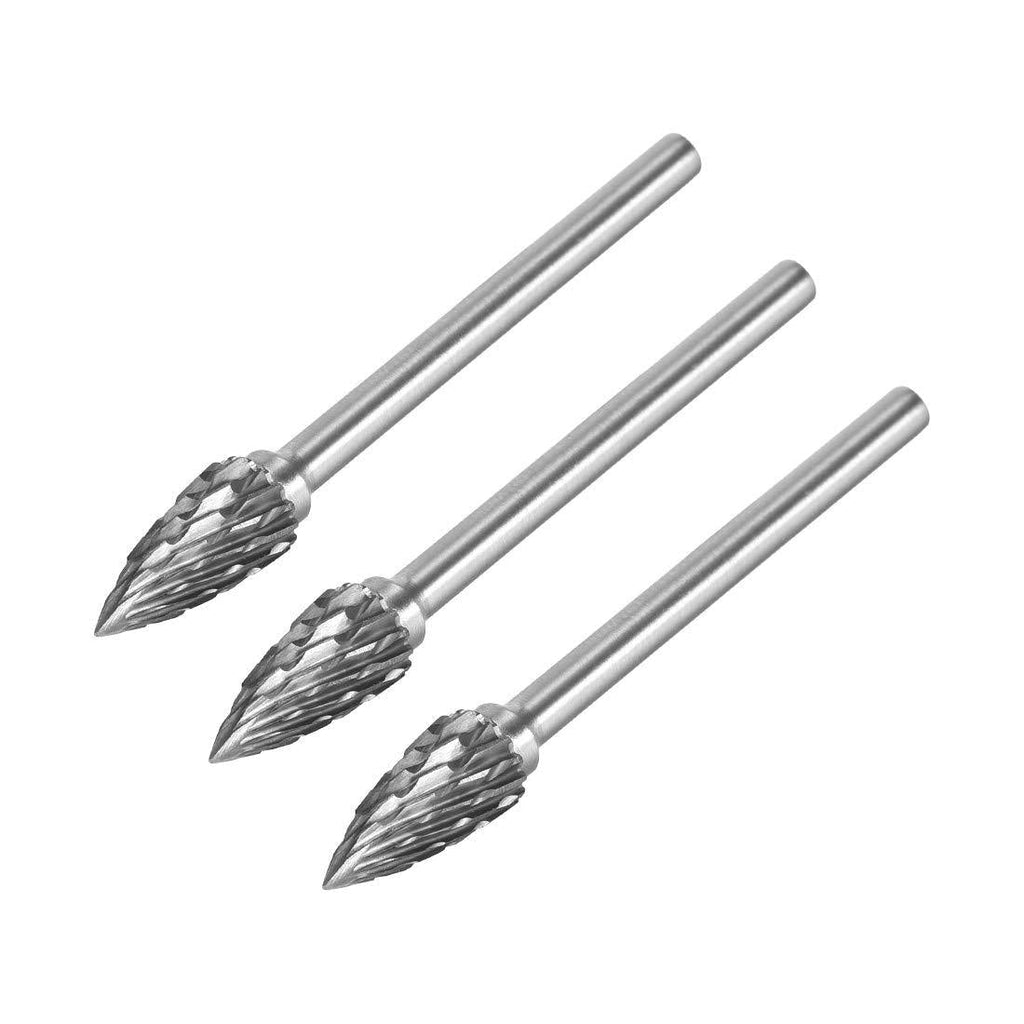 uxcell Tungsten Carbide Rotary Files 1/8" Shank, Double Cut Cone Shape G Type Rotary Burrs Tool 6mm Dia, for Die Grinder Drill Bit Wood Soft Metal Carving Polishing, 3pcs - LeoForward Australia