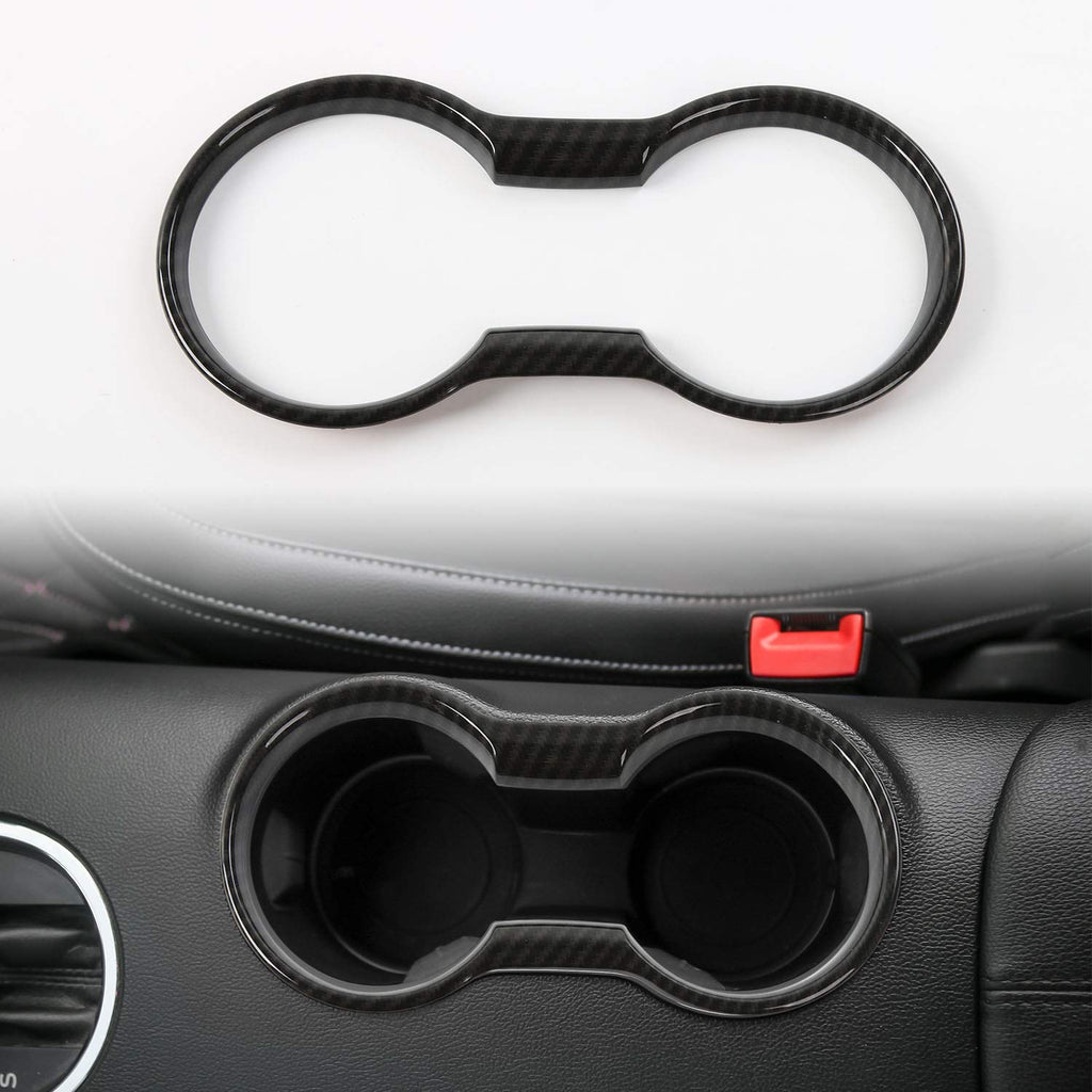  [AUSTRALIA] - ABS Car Interior Accessories Cup Holder Cover Frame Trim Decor for Ford Mustang 2015 2016 (Carbon Fiber Grain)