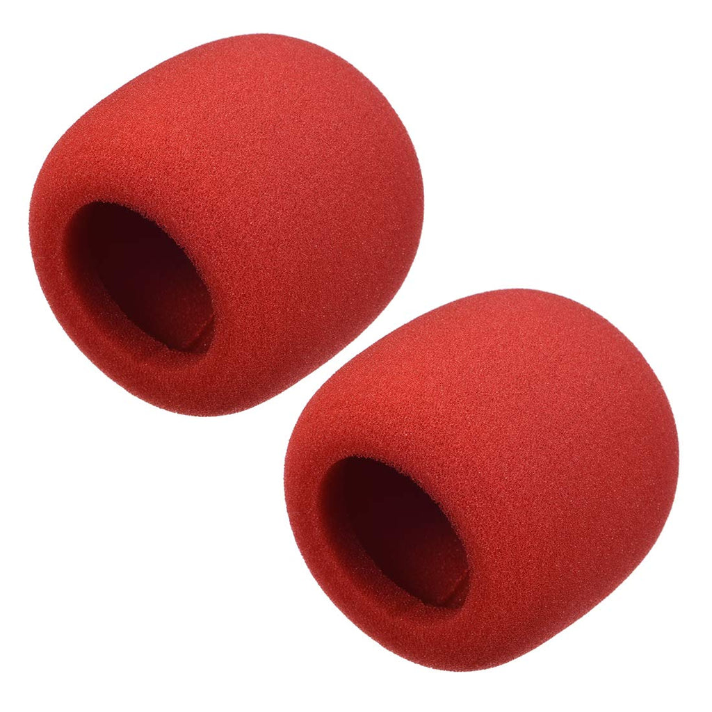  [AUSTRALIA] - uxcell 2PCS Thicken Ball-Type Sponge Foam Mic Cover Handheld Microphone Windscreen Shield Protection Wine-Red for KTV Broadcasting