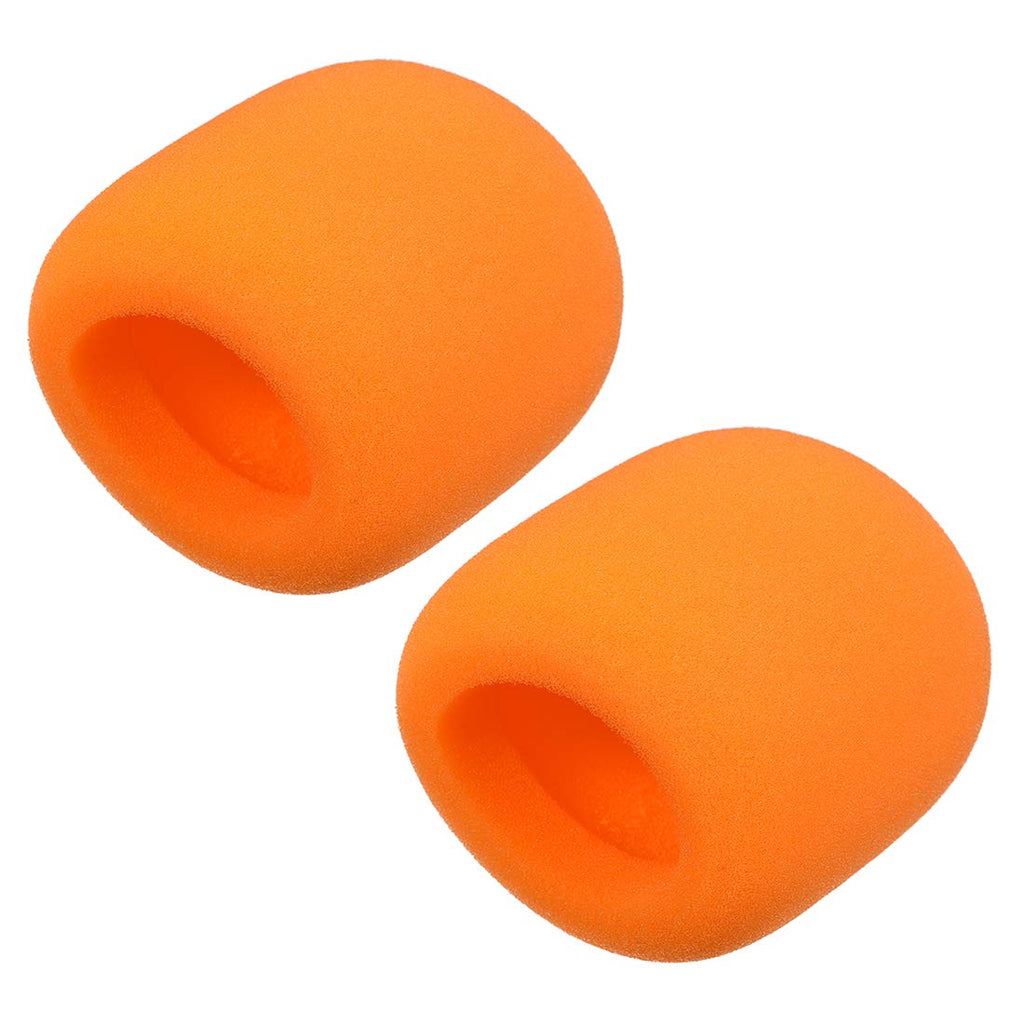  [AUSTRALIA] - uxcell 2PCS Thicken Ball-Type Sponge Foam Mic Cover Handheld Microphone Windscreen Shield Protection Orange for KTV Broadcasting