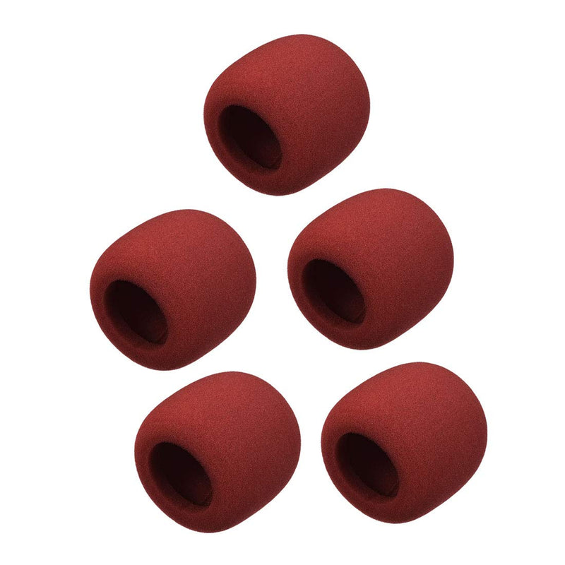  [AUSTRALIA] - uxcell 5PCS Thicken Ball-Type Sponge Foam Mic Cover Handheld Microphone Windscreen Shield Protection Wine-Red for KTV Broadcasting