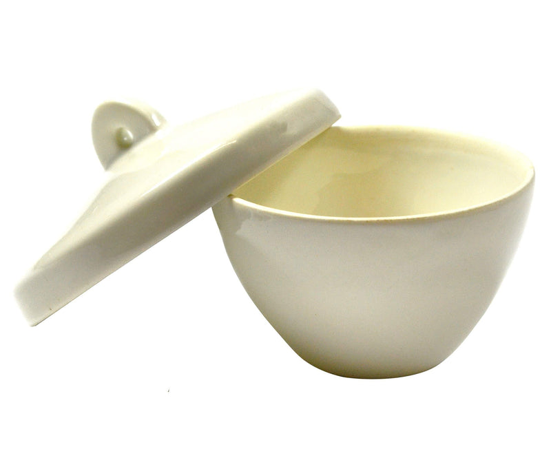 Porcelain Crucible with Lid, 100ml Capacity, Squat - Eisco Labs - LeoForward Australia