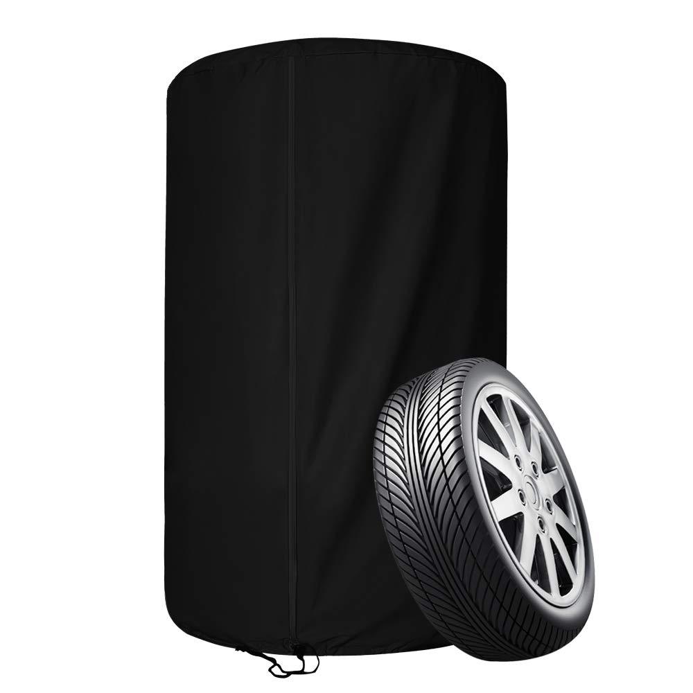 AKEfit Tire Cover Waterproof Durable Tire Storage Bag Car Spare Tire Cover Oxford Polyester Fabric Cover Suit for Jeep,Trailer,RV,SUV,Truck 73cm x 110cm black - LeoForward Australia
