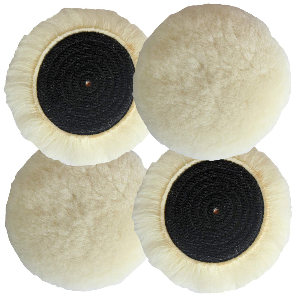  [AUSTRALIA] - Polishing Pad Buffing Pads Kit 4PCS 3 Inch Polishing Buffer 100% Natural Wool Car Auto Hook and Loop Polishing Pads, Used with Rotary and Random Orbit Sander/Polisher For Car Glass Stone Ceramic etc 3Inch4PCS