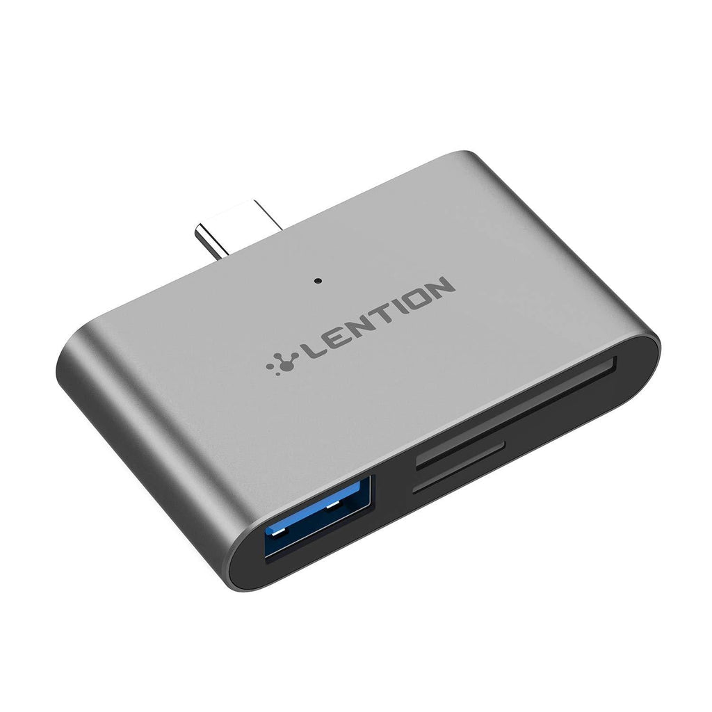 LENTION USB C to SD / Micro SD Card Reader with USB 3.0 Adapter Compatible 2021-2016 MacBook Pro, New iPad Pro/Mac Air, Surface, Phone/Tablet, More, Stable Driver Certified (CB-CS15, Space Gray) - LeoForward Australia