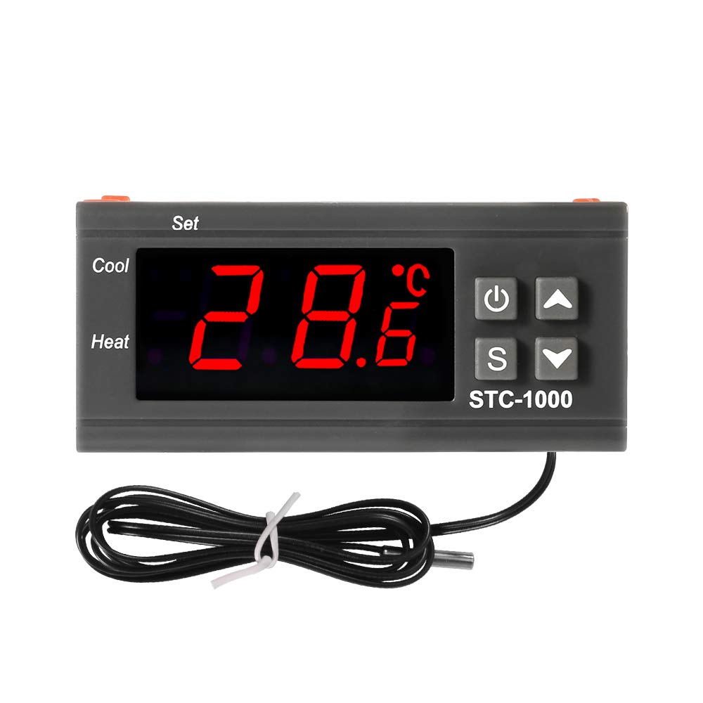  [AUSTRALIA] - Dorhea STC-1000 10A DC 12V Digital LED Temperature Controller Cooling Heating Centigrade Thermostat 2 Relays LED Output with NTC Sensor Probe(12V)